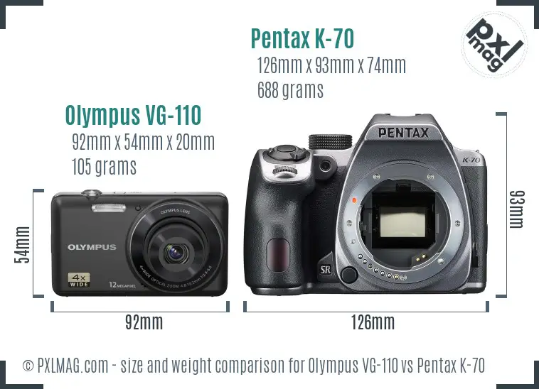 Olympus VG-110 vs Pentax K-70 size comparison Olympus VG-110 vs Pentax K-70 size comparison