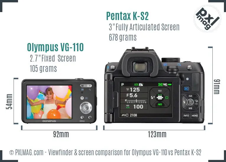 Olympus VG-110 vs Pentax K-S2 Screen and Viewfinder comparison