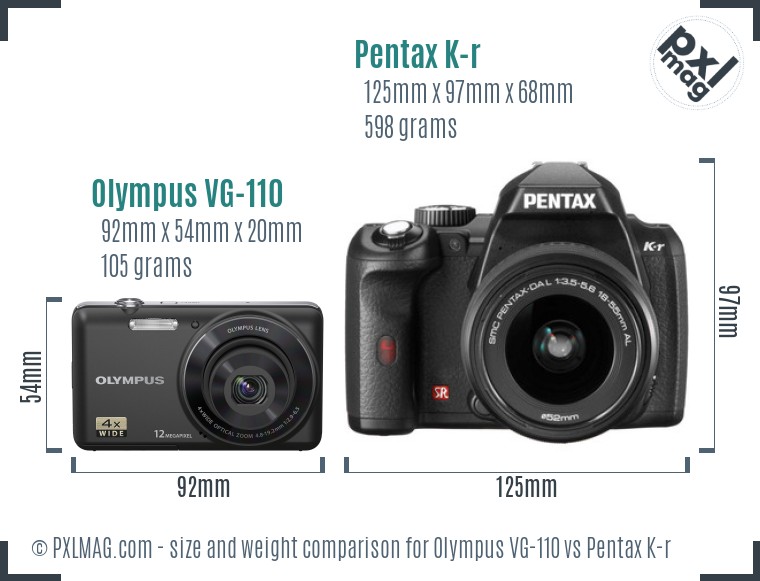 Olympus VG-110 vs Pentax K-r size comparison