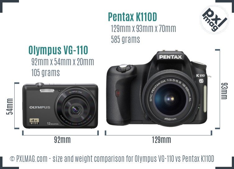 Olympus VG-110 vs Pentax K110D size comparison