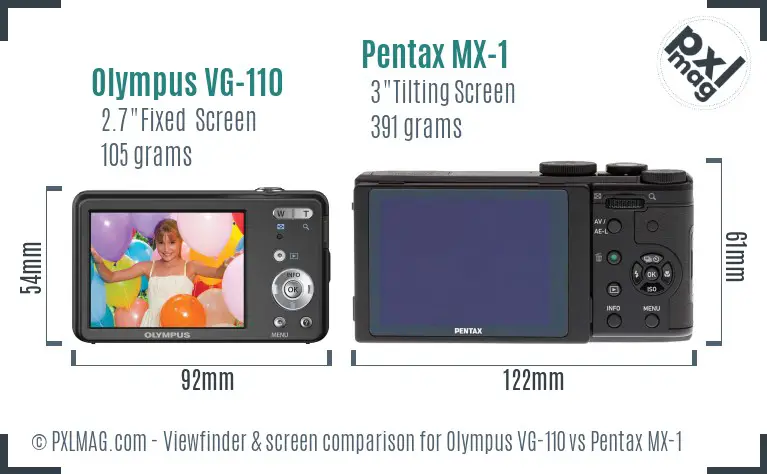 Olympus VG-110 vs Pentax MX-1 Screen and Viewfinder comparison Olympus VG-110 vs Pentax MX-1 Screen and Viewfinder comparison