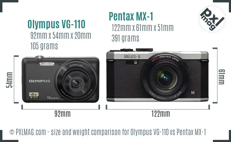 Olympus VG-110 vs Pentax MX-1 size comparison Olympus VG-110 vs Pentax MX-1 size comparison