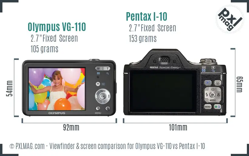 Olympus VG-110 vs Pentax I-10 Screen and Viewfinder comparison