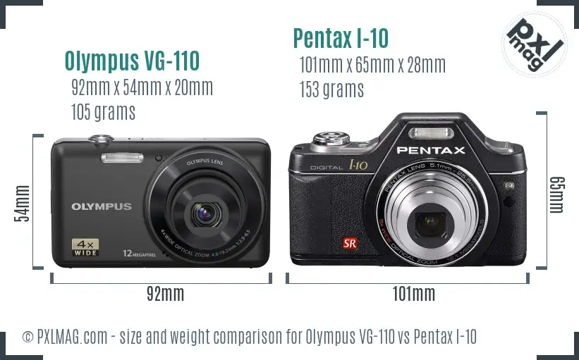 Olympus VG-110 vs Pentax I-10 size comparison