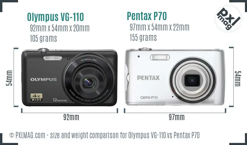 Olympus VG-110 vs Pentax P70 size comparison