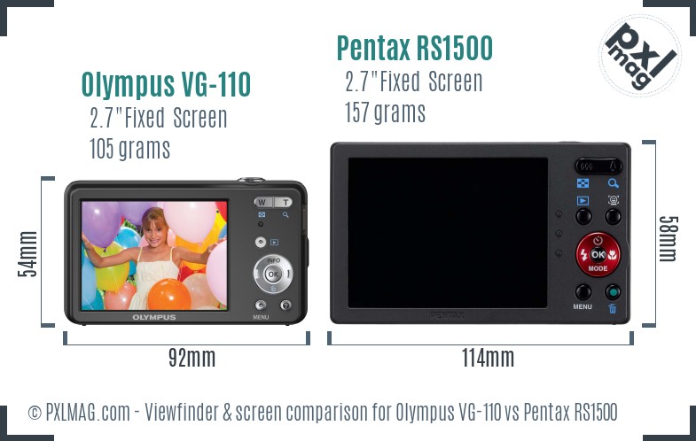 Olympus VG-110 vs Pentax RS1500 Screen and Viewfinder comparison