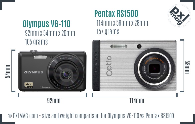 Olympus VG-110 vs Pentax RS1500 size comparison