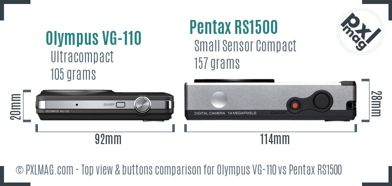 Olympus VG-110 vs Pentax RS1500 top view buttons comparison