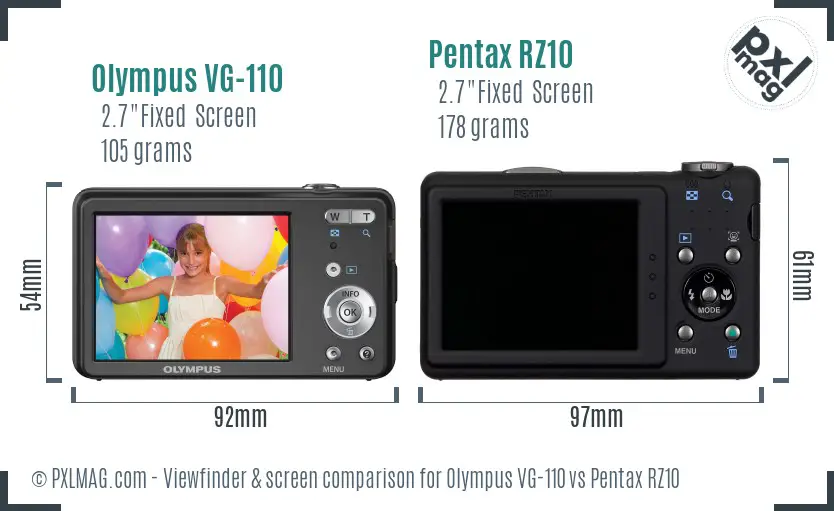 Olympus VG-110 vs Pentax RZ10 Screen and Viewfinder comparison