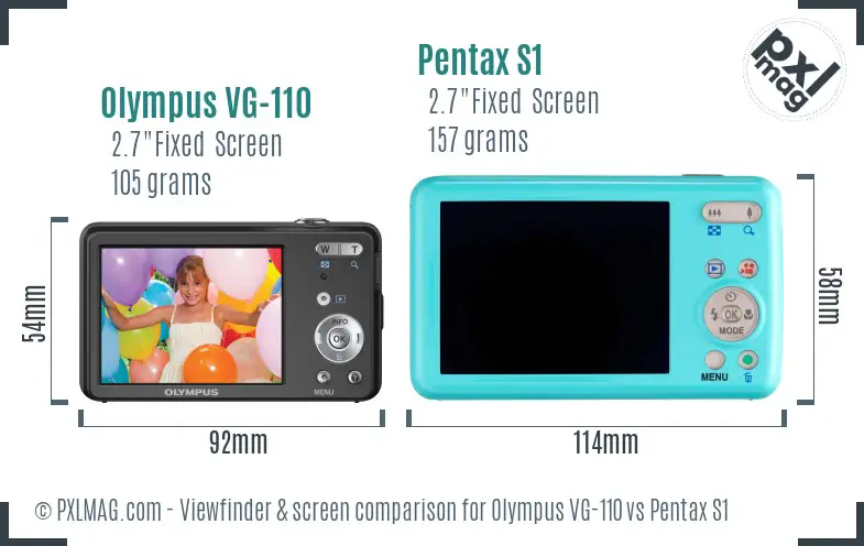 Olympus VG-110 vs Pentax S1 Screen and Viewfinder comparison