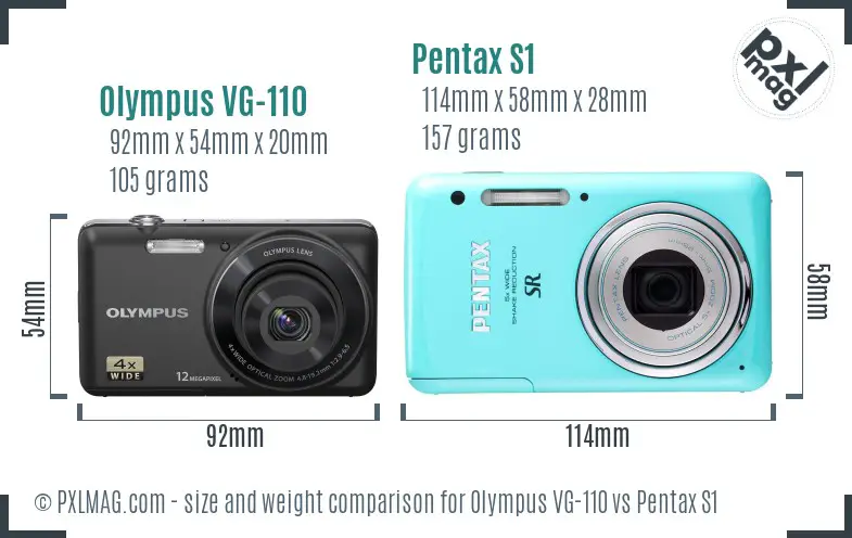 Olympus VG-110 vs Pentax S1 size comparison