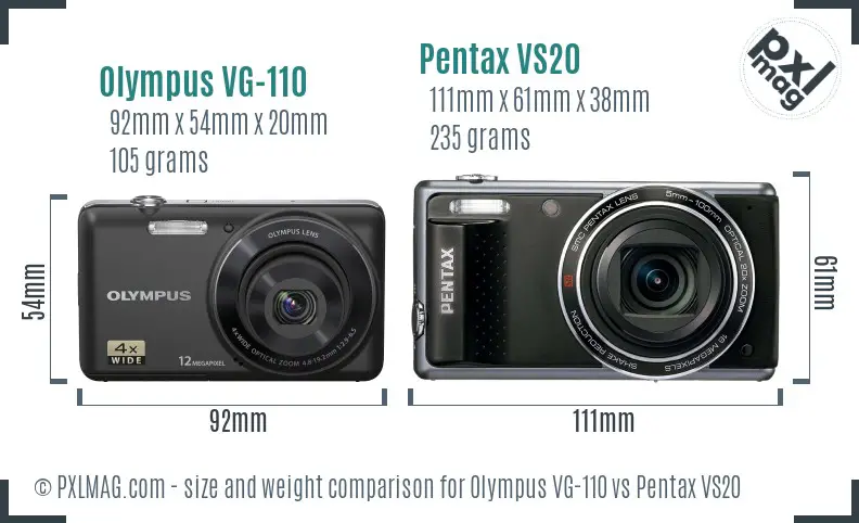 Olympus VG-110 vs Pentax VS20 size comparison
