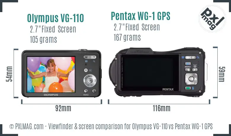 Olympus VG-110 vs Pentax WG-1 GPS Screen and Viewfinder comparison Olympus VG-110 vs Pentax WG-1 GPS Screen and Viewfinder comparison
