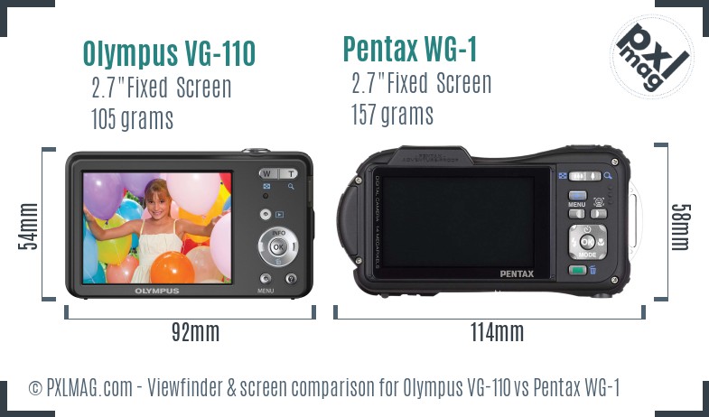 Olympus VG-110 vs Pentax WG-1 Screen and Viewfinder comparison