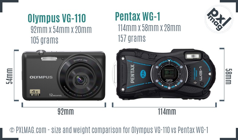 Olympus VG-110 vs Pentax WG-1 size comparison