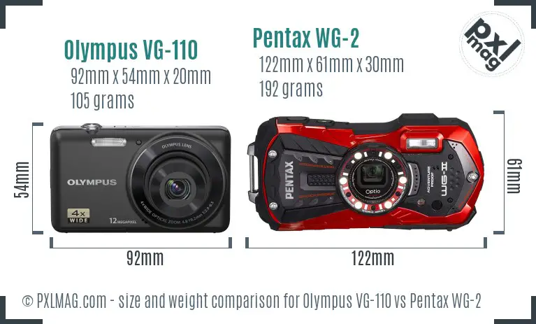 Olympus VG-110 vs Pentax WG-2 size comparison