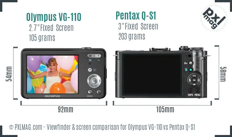 Olympus VG-110 vs Pentax Q-S1 Screen and Viewfinder comparison