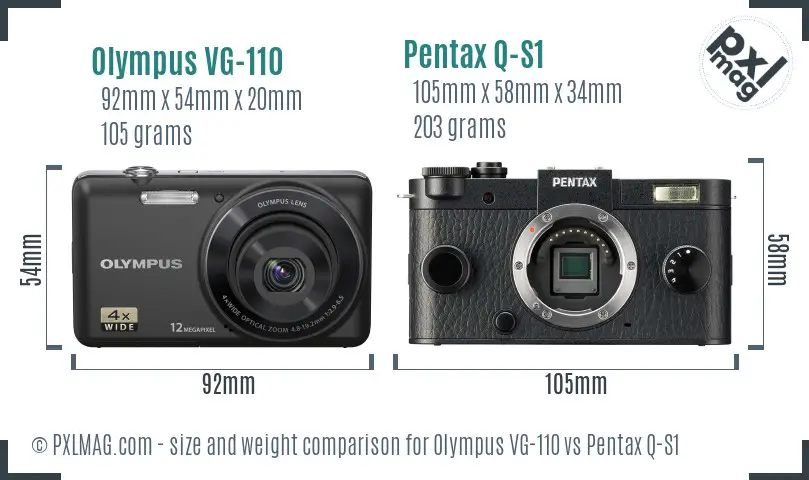 Olympus VG-110 vs Pentax Q-S1 size comparison