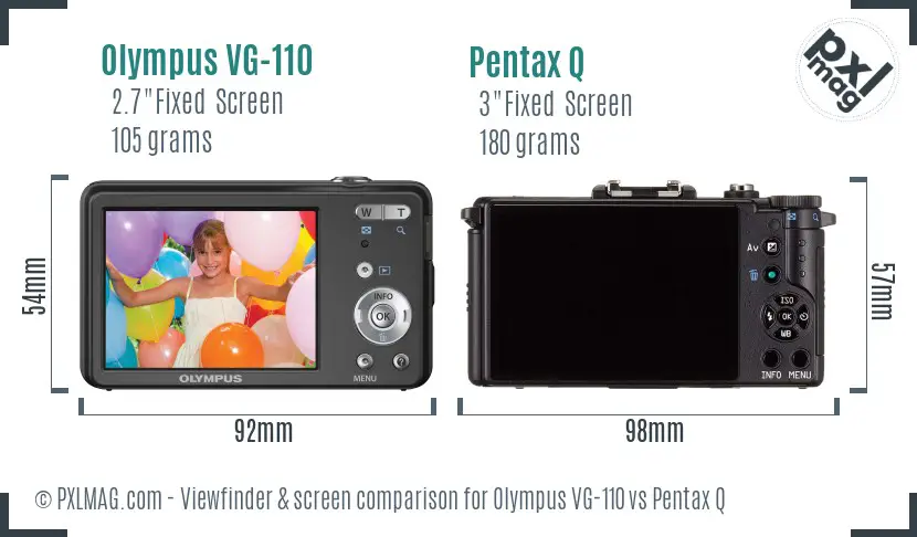 Olympus VG-110 vs Pentax Q Screen and Viewfinder comparison