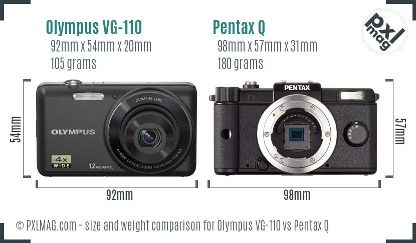 Olympus VG-110 vs Pentax Q size comparison