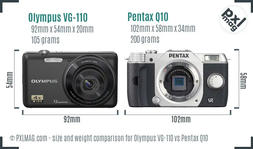 Olympus VG-110 vs Pentax Q10 size comparison