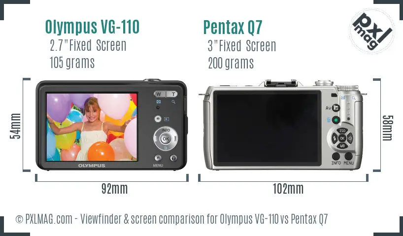 Olympus VG-110 vs Pentax Q7 Screen and Viewfinder comparison