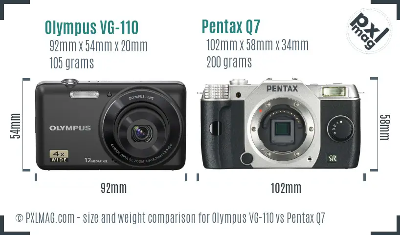 Olympus VG-110 vs Pentax Q7 size comparison