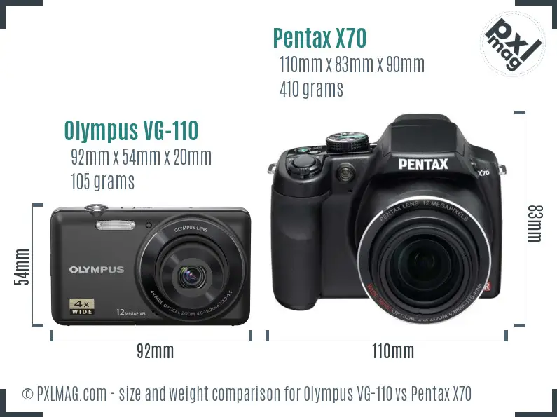 Olympus VG-110 vs Pentax X70 size comparison
