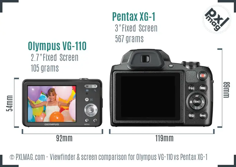 Olympus VG-110 vs Pentax XG-1 Screen and Viewfinder comparison