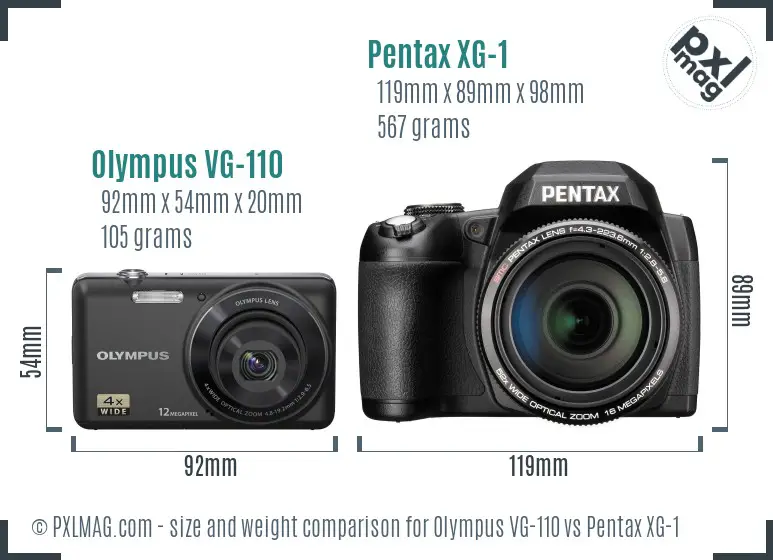 Olympus VG-110 vs Pentax XG-1 size comparison