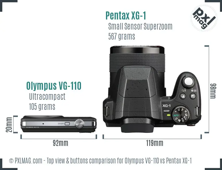 Olympus VG-110 vs Pentax XG-1 top view buttons comparison