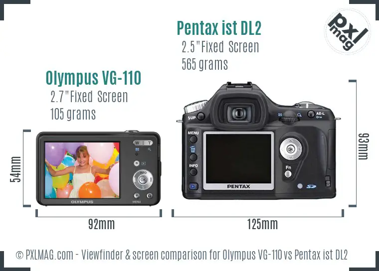 Olympus VG-110 vs Pentax ist DL2 Screen and Viewfinder comparison