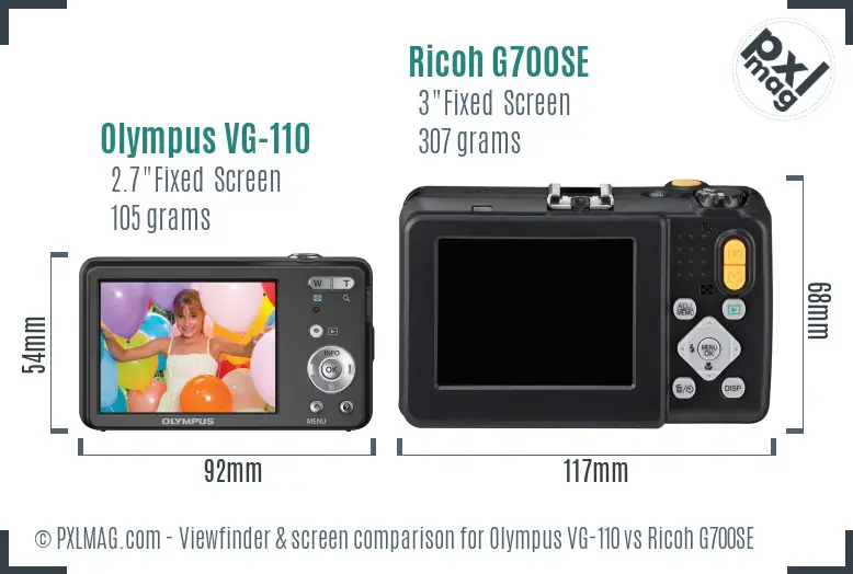 Olympus VG-110 vs Ricoh G700SE Screen and Viewfinder comparison