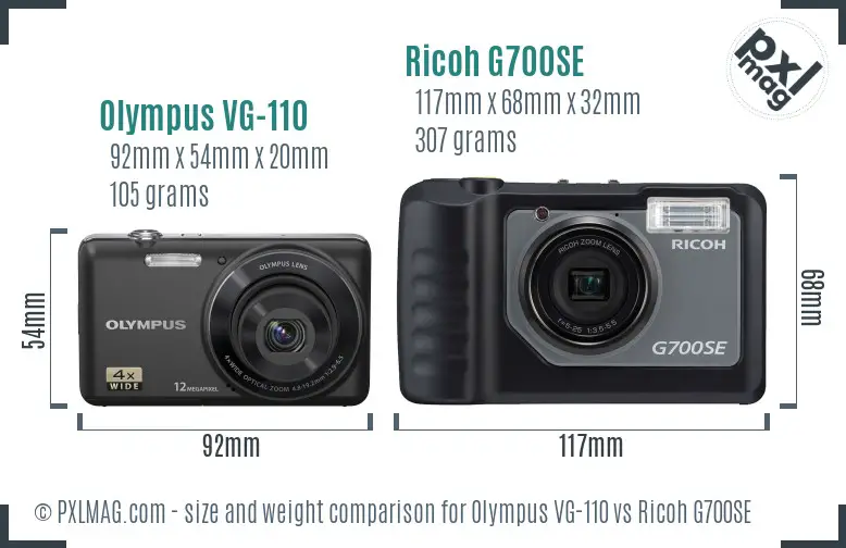 Olympus VG-110 vs Ricoh G700SE size comparison