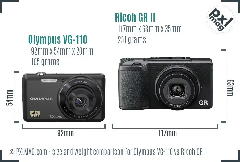 Olympus VG-110 vs Ricoh GR II size comparison