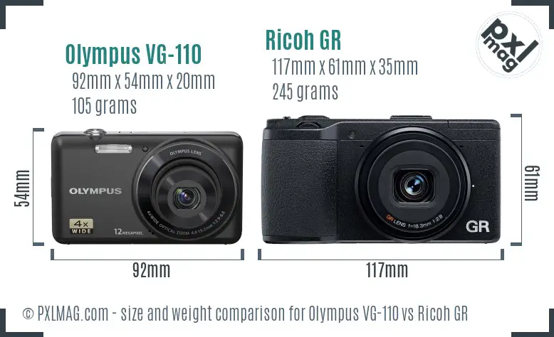 Olympus VG-110 vs Ricoh GR size comparison