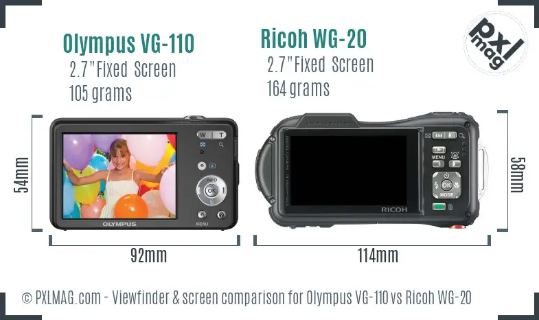 Olympus VG-110 vs Ricoh WG-20 Screen and Viewfinder comparison Olympus VG-110 vs Ricoh WG-20 Screen and Viewfinder comparison
