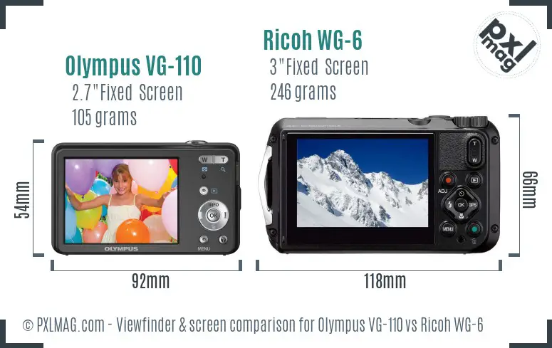 Olympus VG-110 vs Ricoh WG-6 Screen and Viewfinder comparison