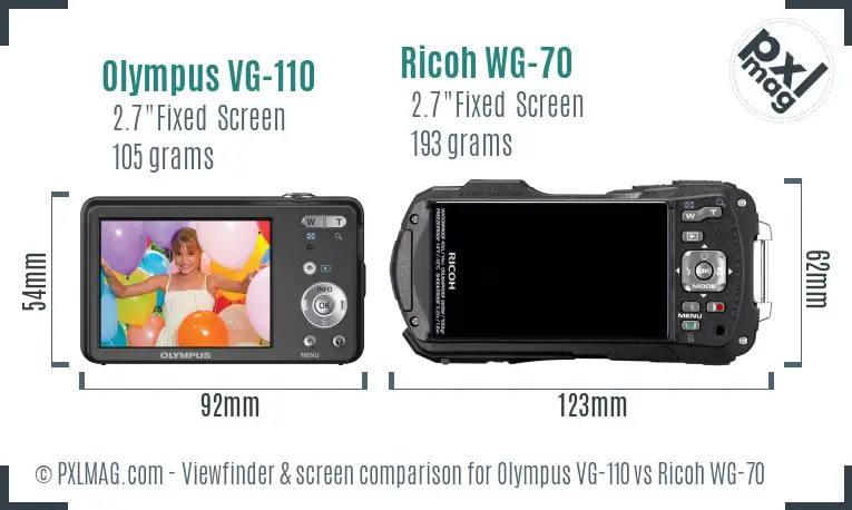 Olympus VG-110 vs Ricoh WG-70 Screen and Viewfinder comparison Olympus VG-110 vs Ricoh WG-70 Screen and Viewfinder comparison