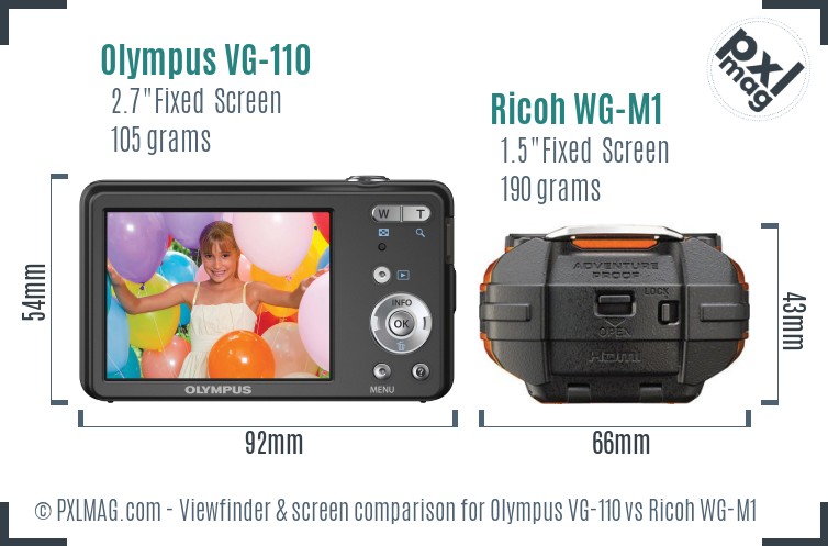 Olympus VG-110 vs Ricoh WG-M1 Screen and Viewfinder comparison