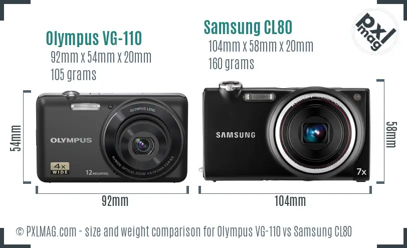 Olympus VG-110 vs Samsung CL80 size comparison