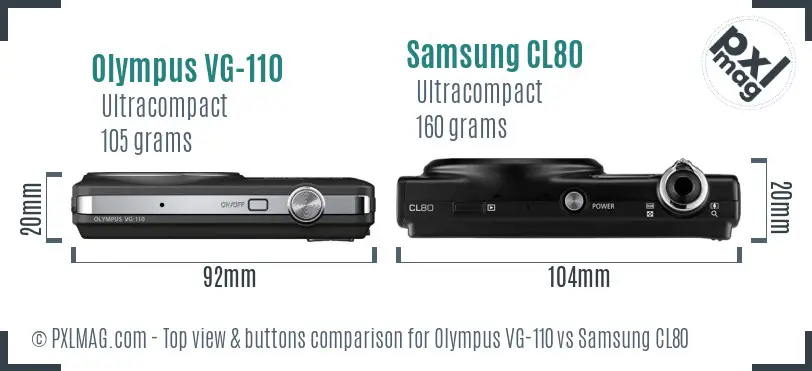 Olympus VG-110 vs Samsung CL80 top view buttons comparison