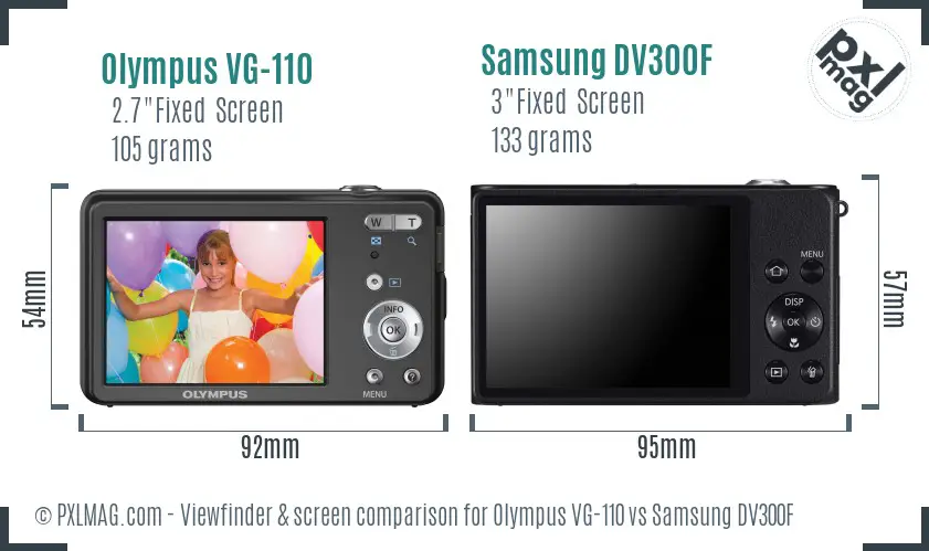 Olympus VG-110 vs Samsung DV300F Screen and Viewfinder comparison