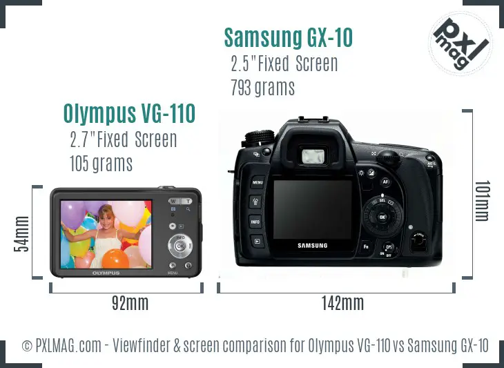 Olympus VG-110 vs Samsung GX-10 Screen and Viewfinder comparison