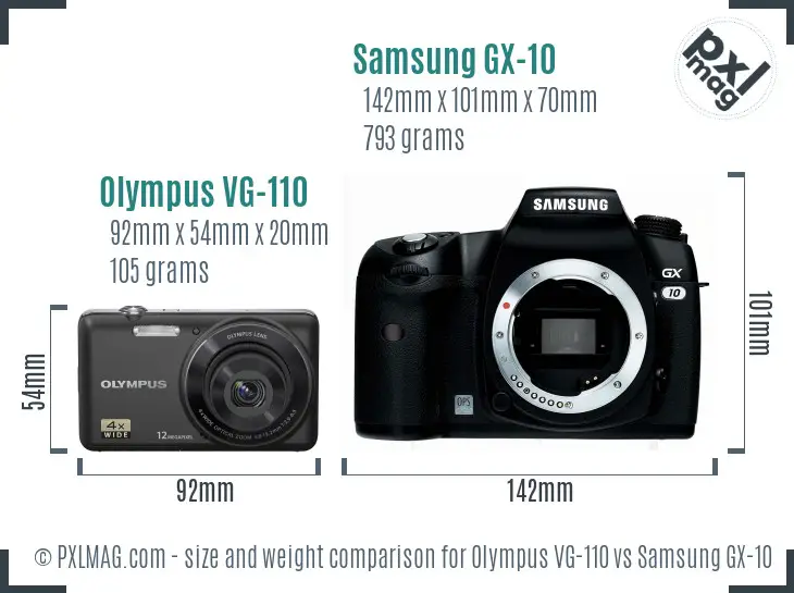 Olympus VG-110 vs Samsung GX-10 size comparison