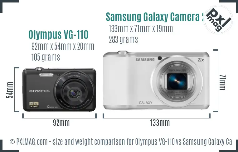 Olympus VG-110 vs Samsung Galaxy Camera 2 size comparison