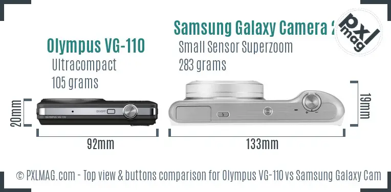 Olympus VG-110 vs Samsung Galaxy Camera 2 top view buttons comparison