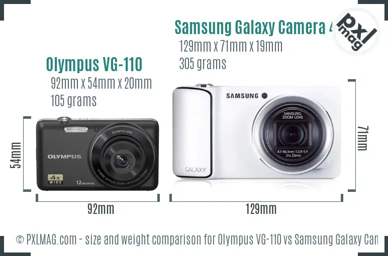 Olympus VG-110 vs Samsung Galaxy Camera 4G size comparison