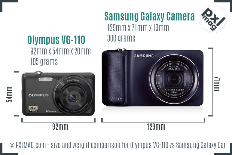 Olympus VG-110 vs Samsung Galaxy Camera size comparison