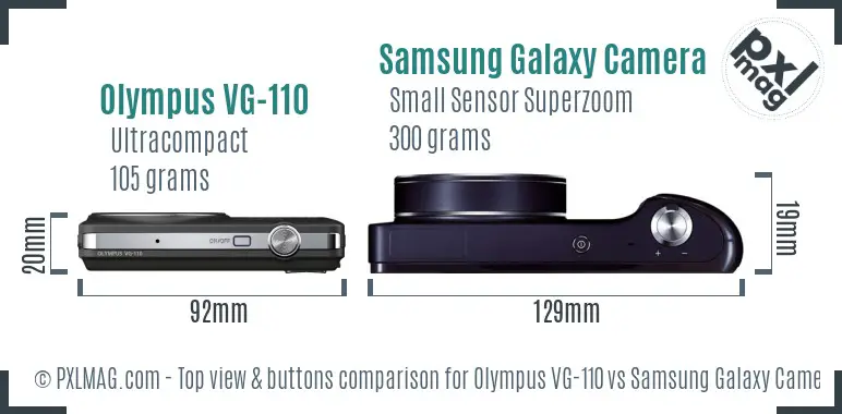 Olympus VG-110 vs Samsung Galaxy Camera top view buttons comparison